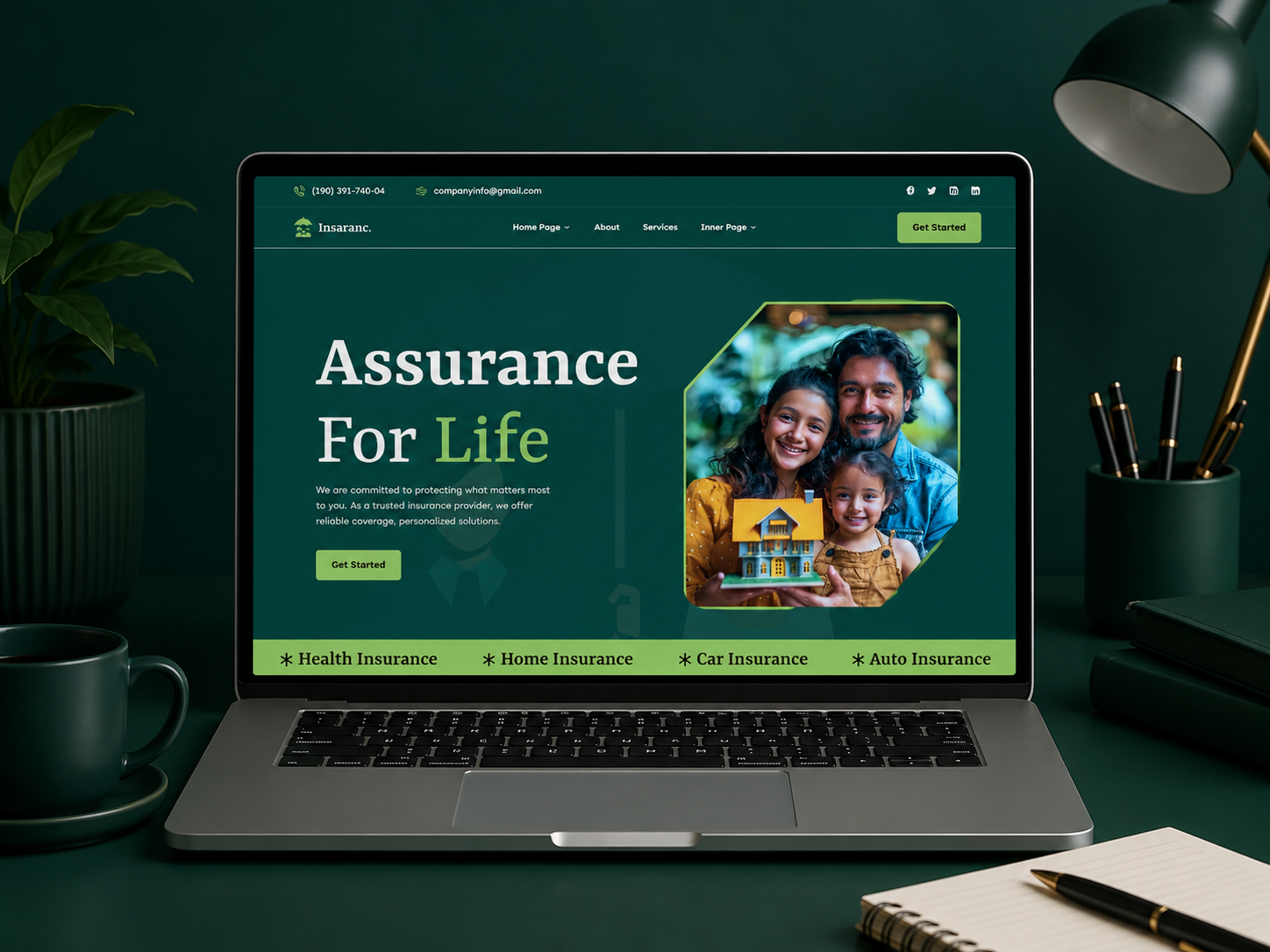Insurances: Responsive Non-profit Website Template by Framerbucket