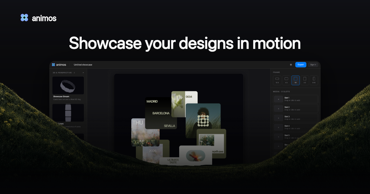 animos — Motion templates for design showcases