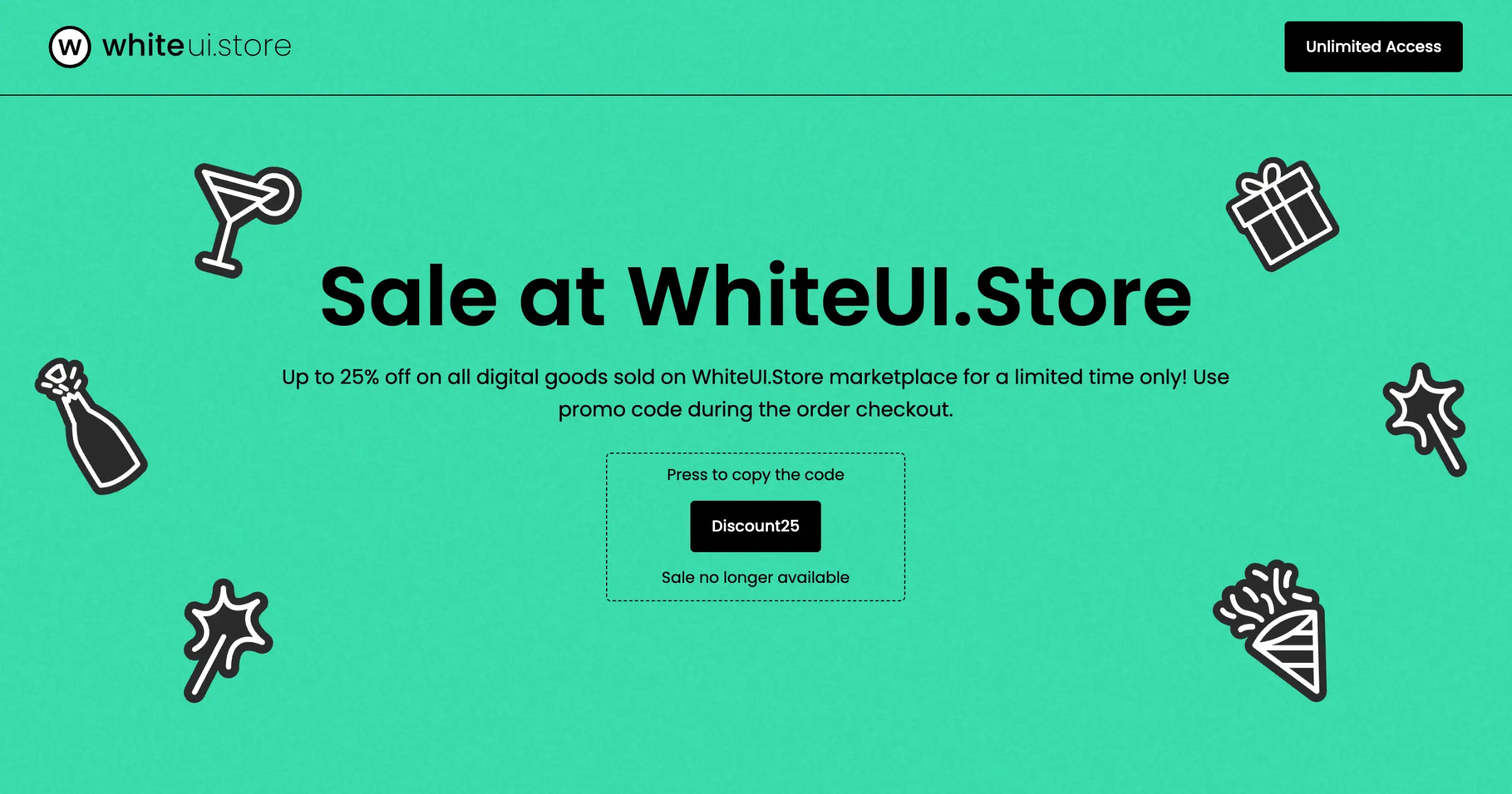 Explore New Year Sale at WhiteUI.Store, get up to 25% off on all design resources
