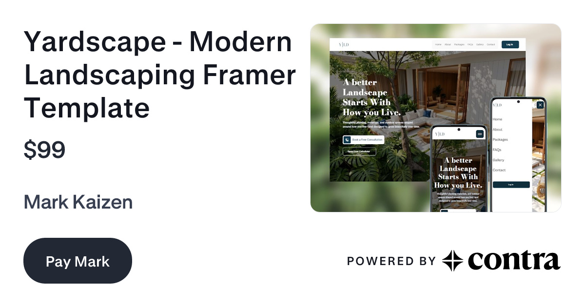 Yardscape - Modern Landscaping Framer Template by Mark Kaizen