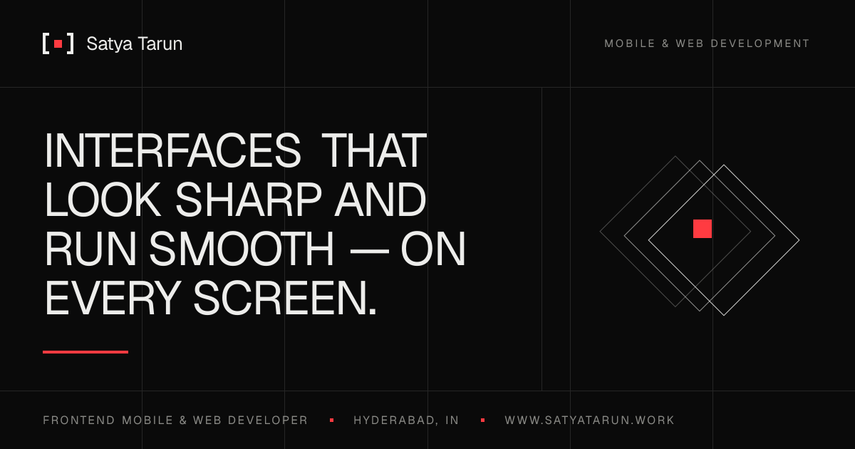 Satya Tarun — Frontend Mobile & Web Developer