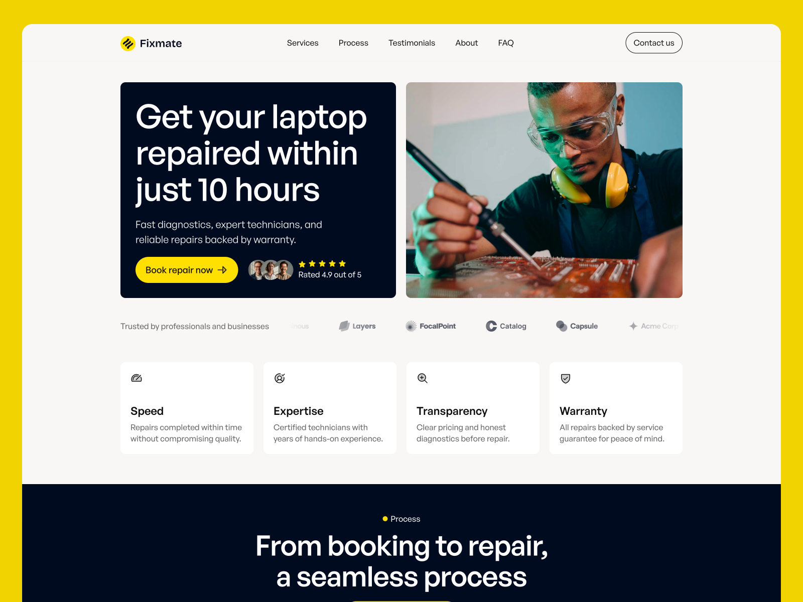 Fixmate: Free Landing Page Website Template by Shah Rukh Qureshi