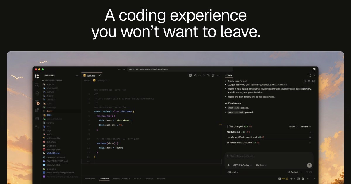 Vira Theme — A coding experience you won’t want to leave.