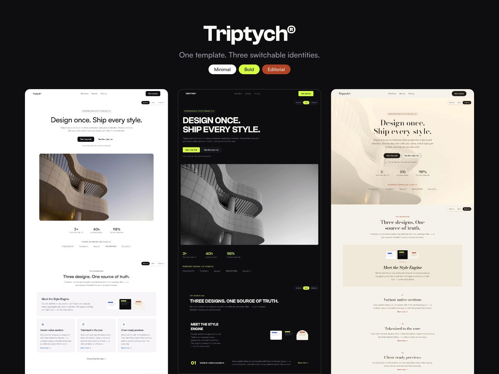 Triptych — Multi-Style SaaS Template