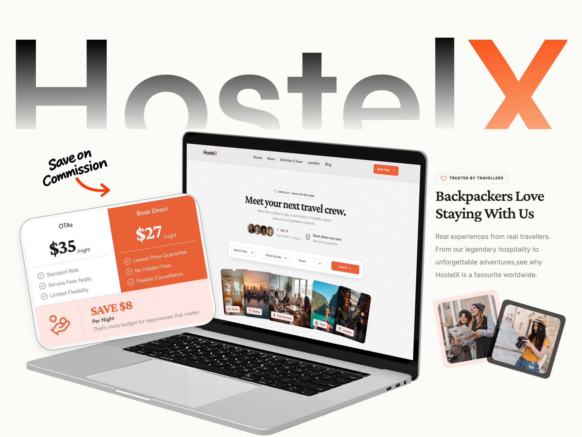 HostelX — Website Template for Framer