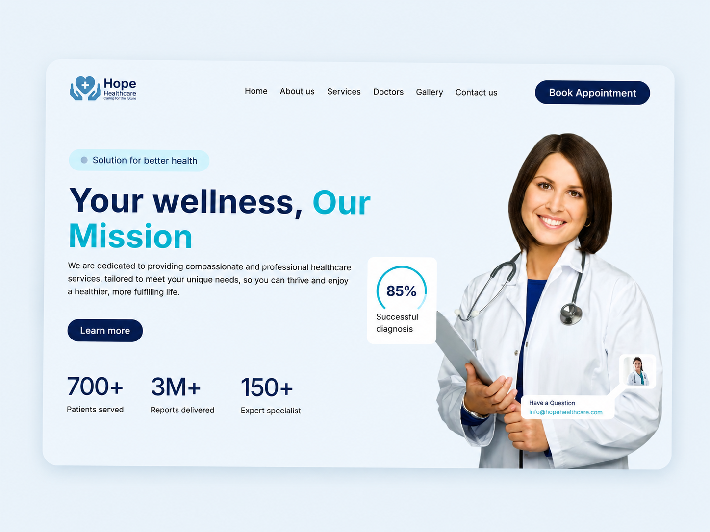 Hope Healthcare: Responsive Health Website Template by Jenifer Garcia