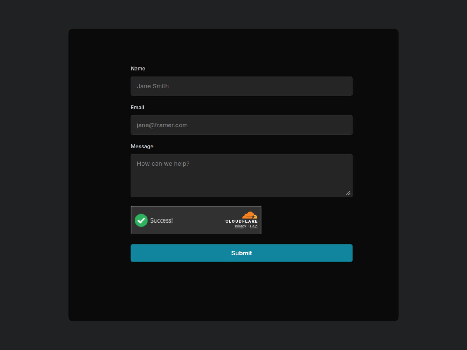 Cloudfare Spam widge: Free Forms Component by Kai Studio