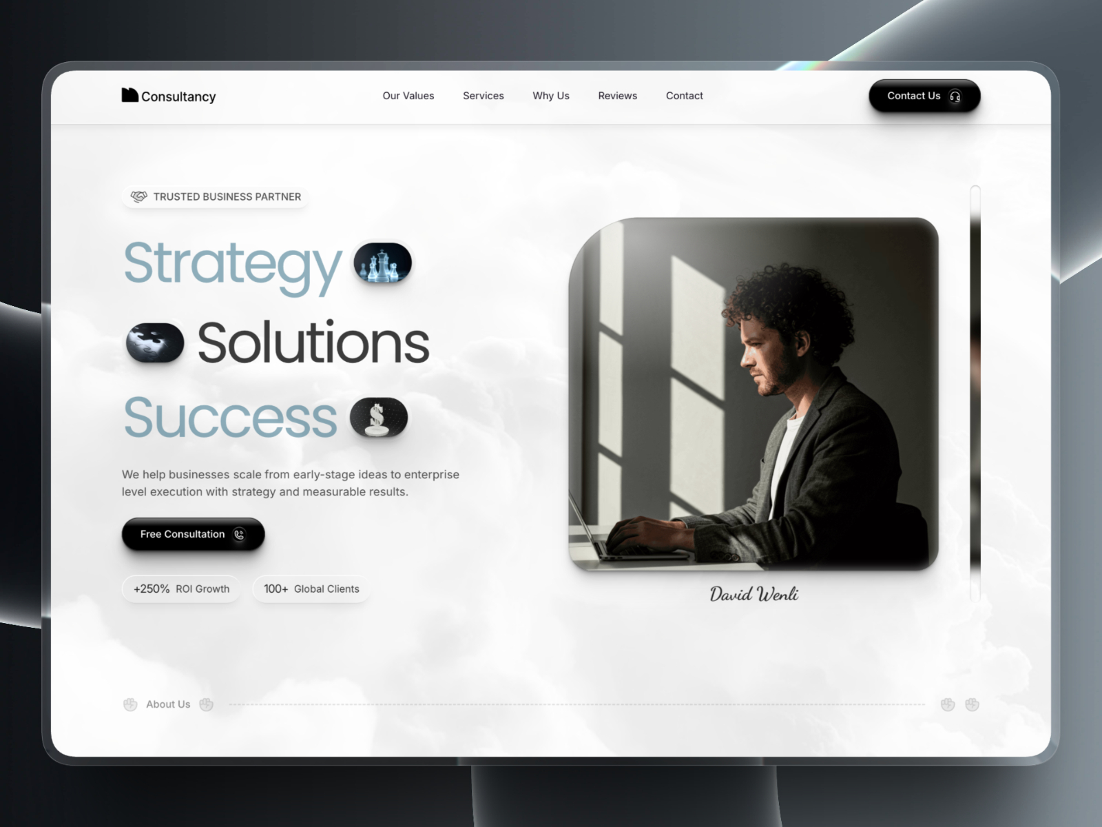 Consultancy: Free Marketing Website Template by TemplateX