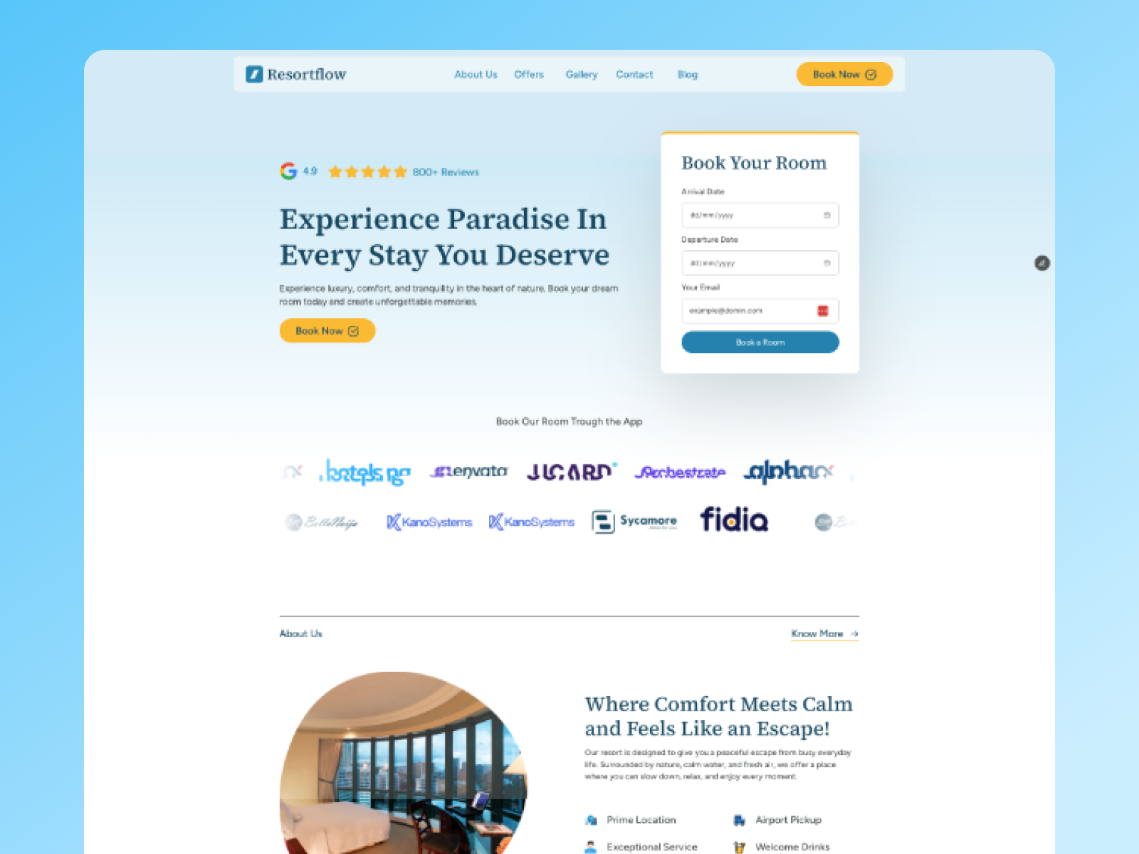 Resort Flow: Responsive Restaurant Website Template by UiHug