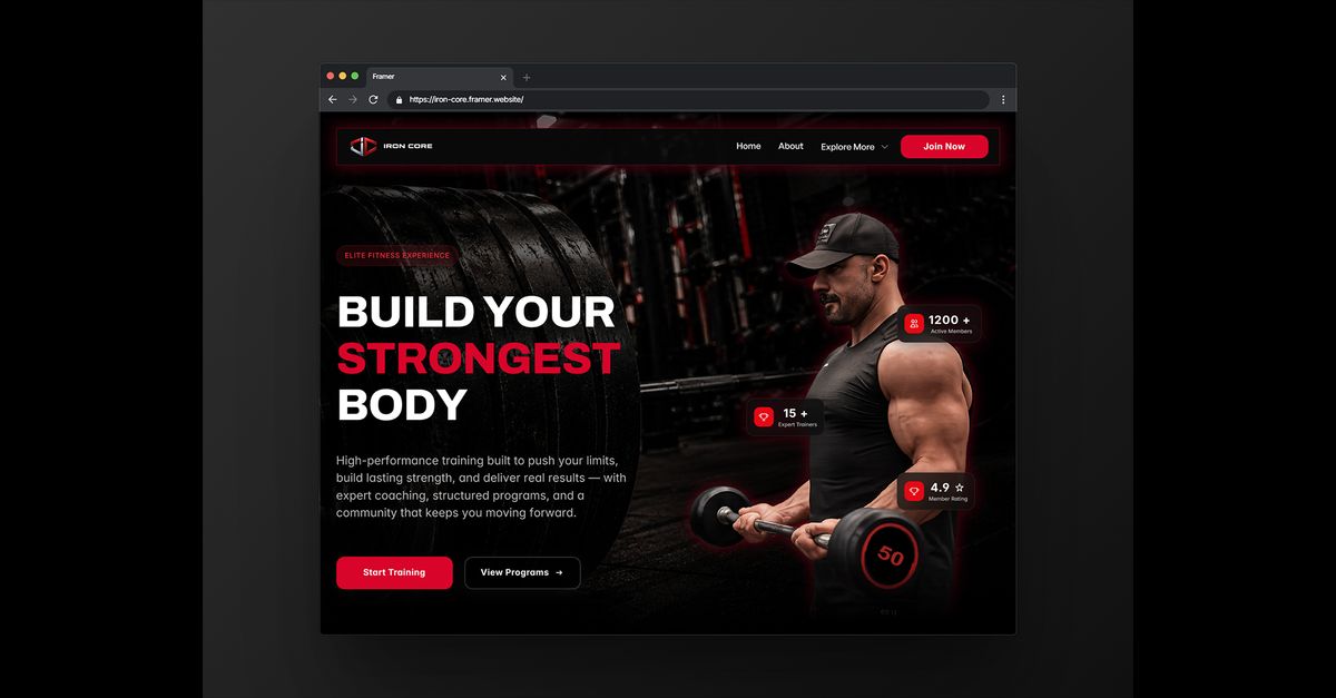 Iron Core — Premium Gym & Fitness Framer Template