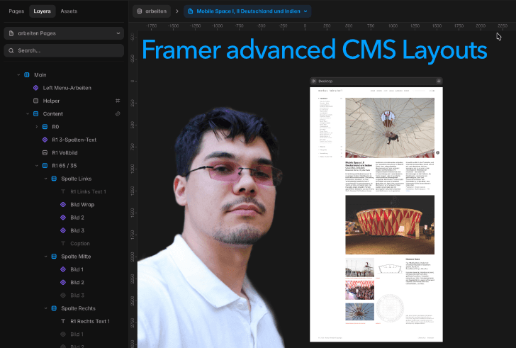 Advanced Framer Layout using the CMS, variables and components.
