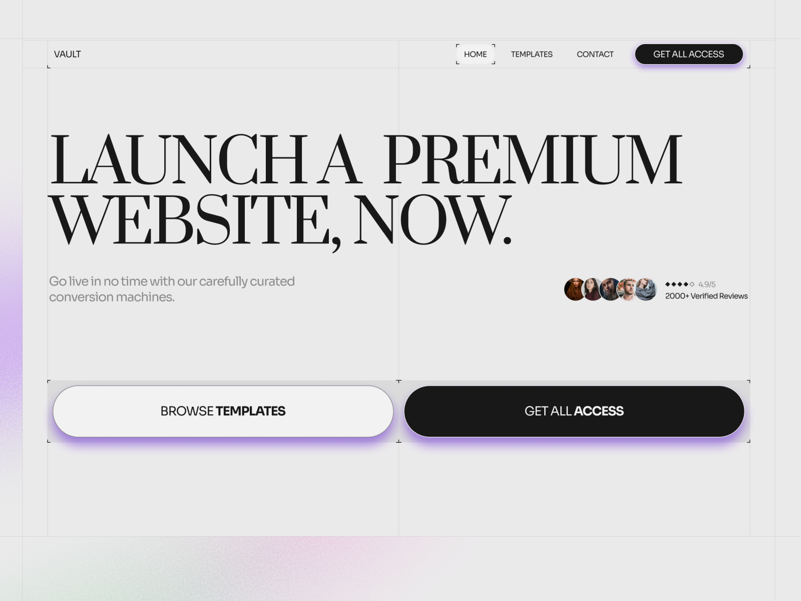 VAULT FOR CREATORS — Free Website Template for Framer
