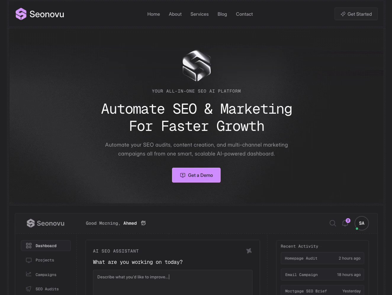 Seonovu: Free Agency Website Template by Shoaib Ahmed