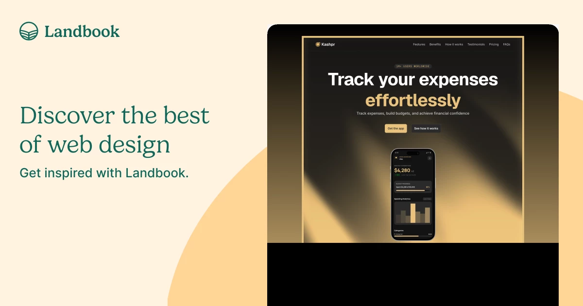 Kashpr - Fintech App Landing Page Template on Landbook - get inspired by landing design and more