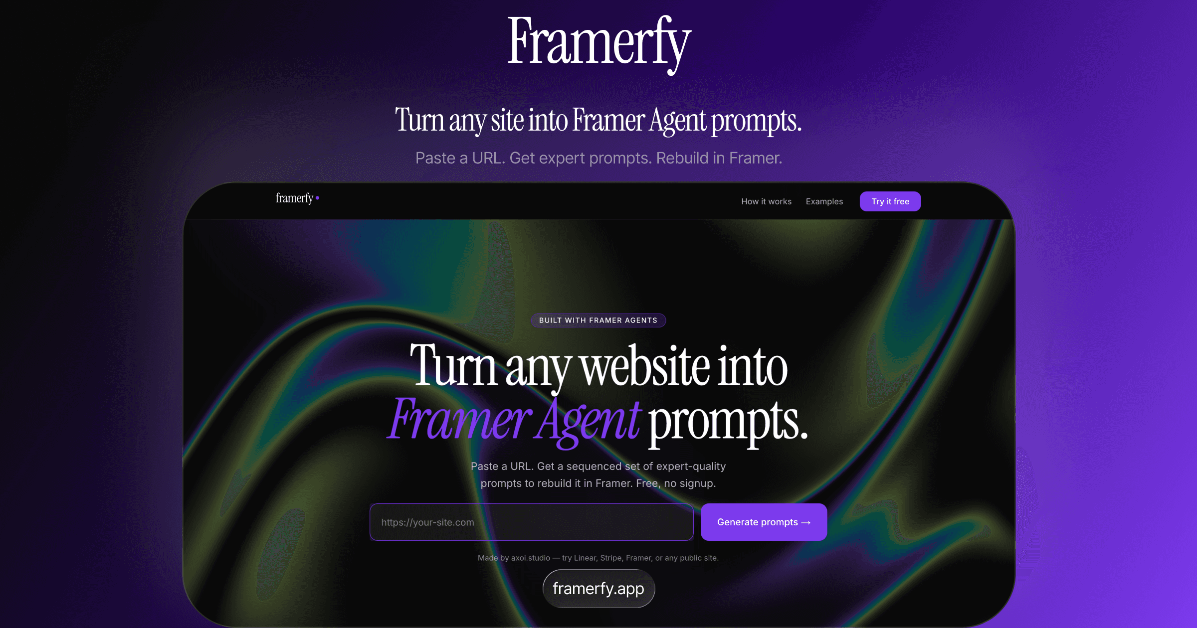 ReFrame — Website to Framer Agent Prompt Generator
