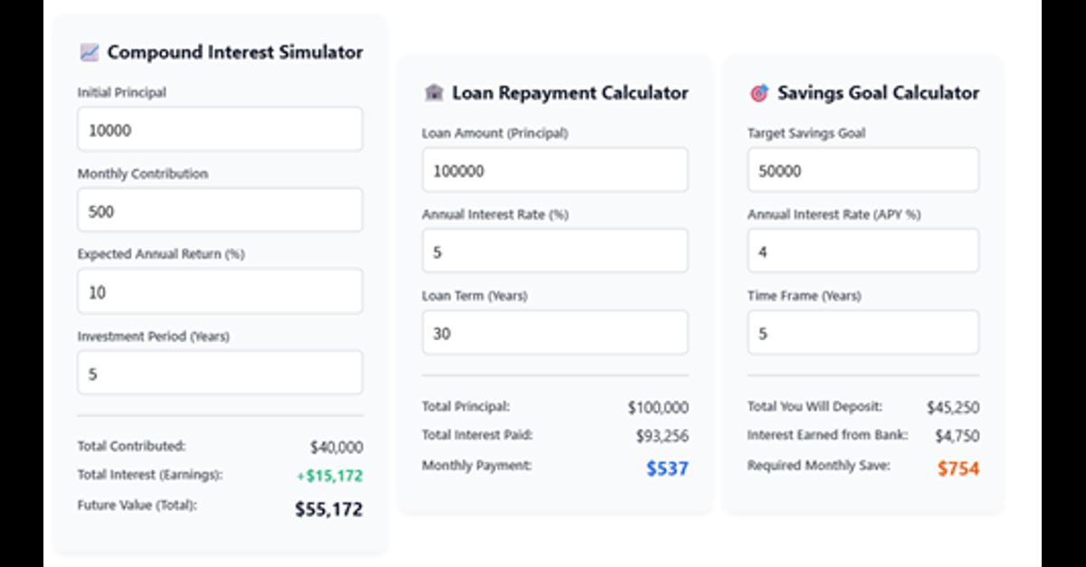 Framer Financial Calculator Suite (3-in-1 Bundle)