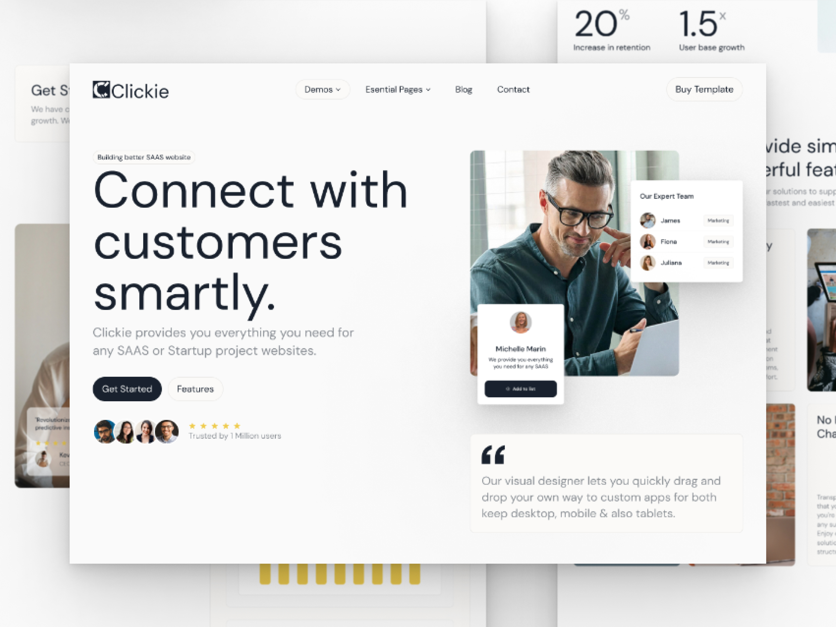 Clickie: Free SaaS Website Template by Templategum