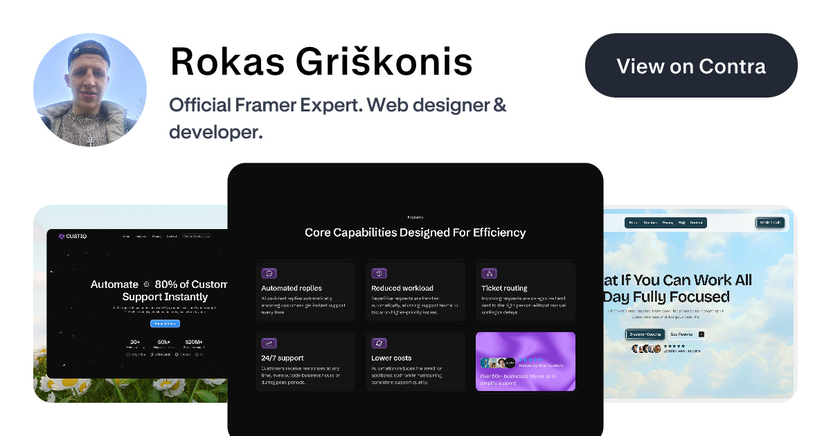 Rokas Griškonis - Framer Designer | Contra