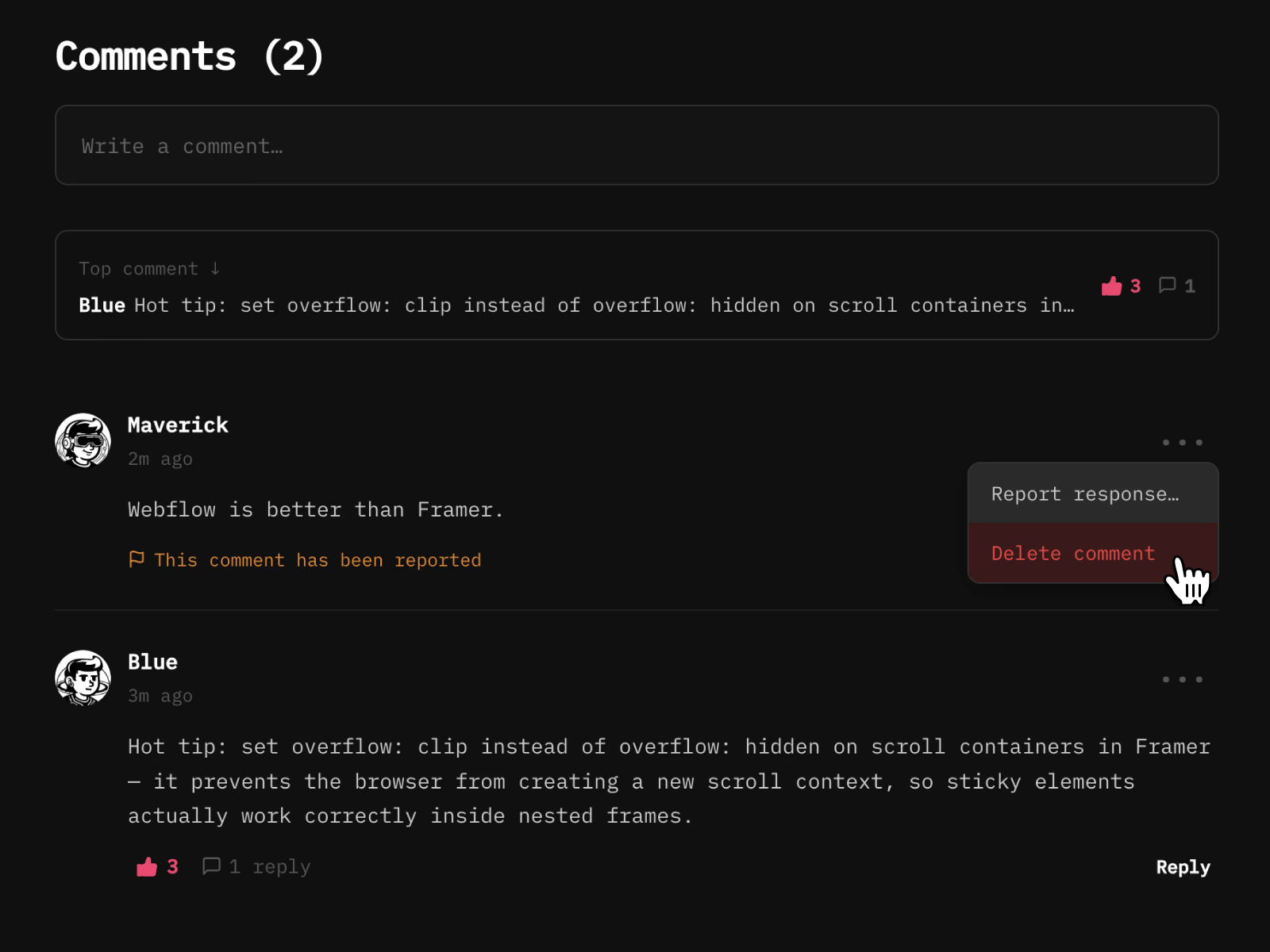 Comment Section: Premium CMS Component by Blue Jackson