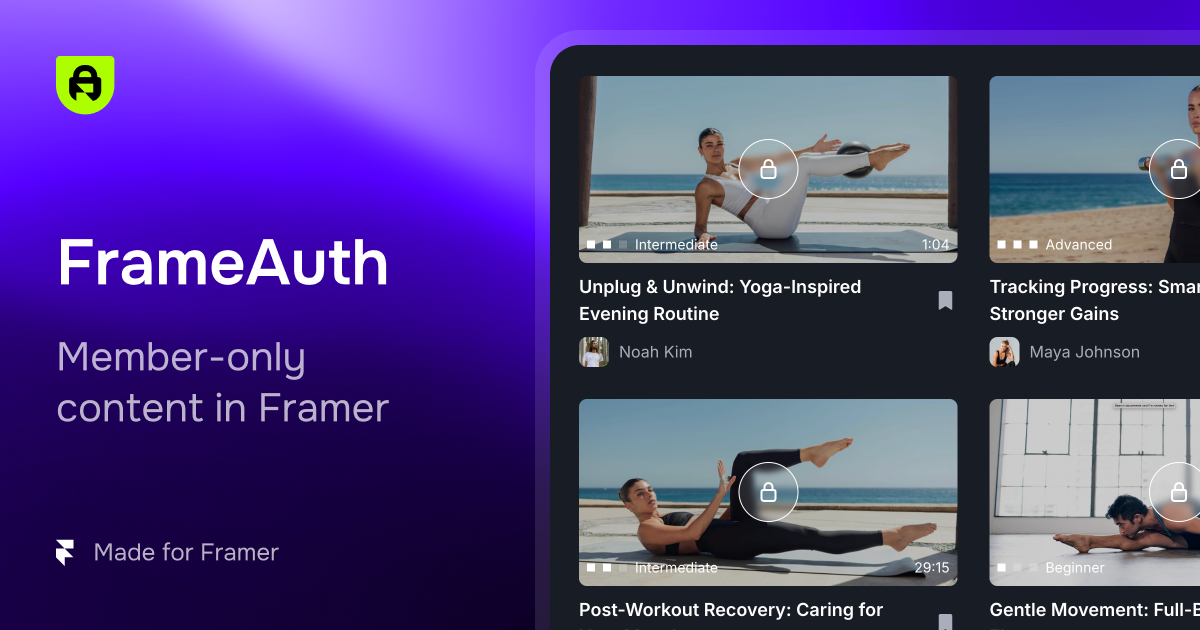 FrameAuth — Authentication, Gated Content & Memberships for Framer