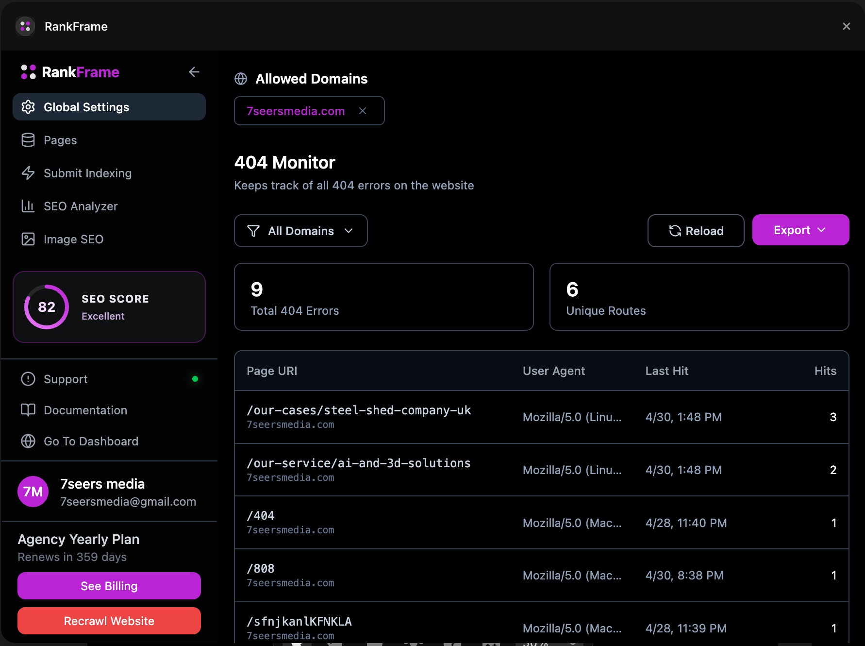 404 Monitor for Framer Sites