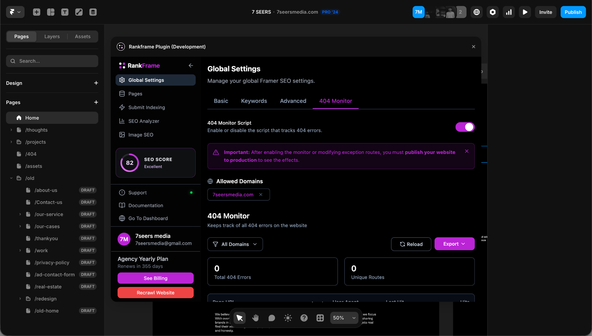 404 Monitor for Framer Sites