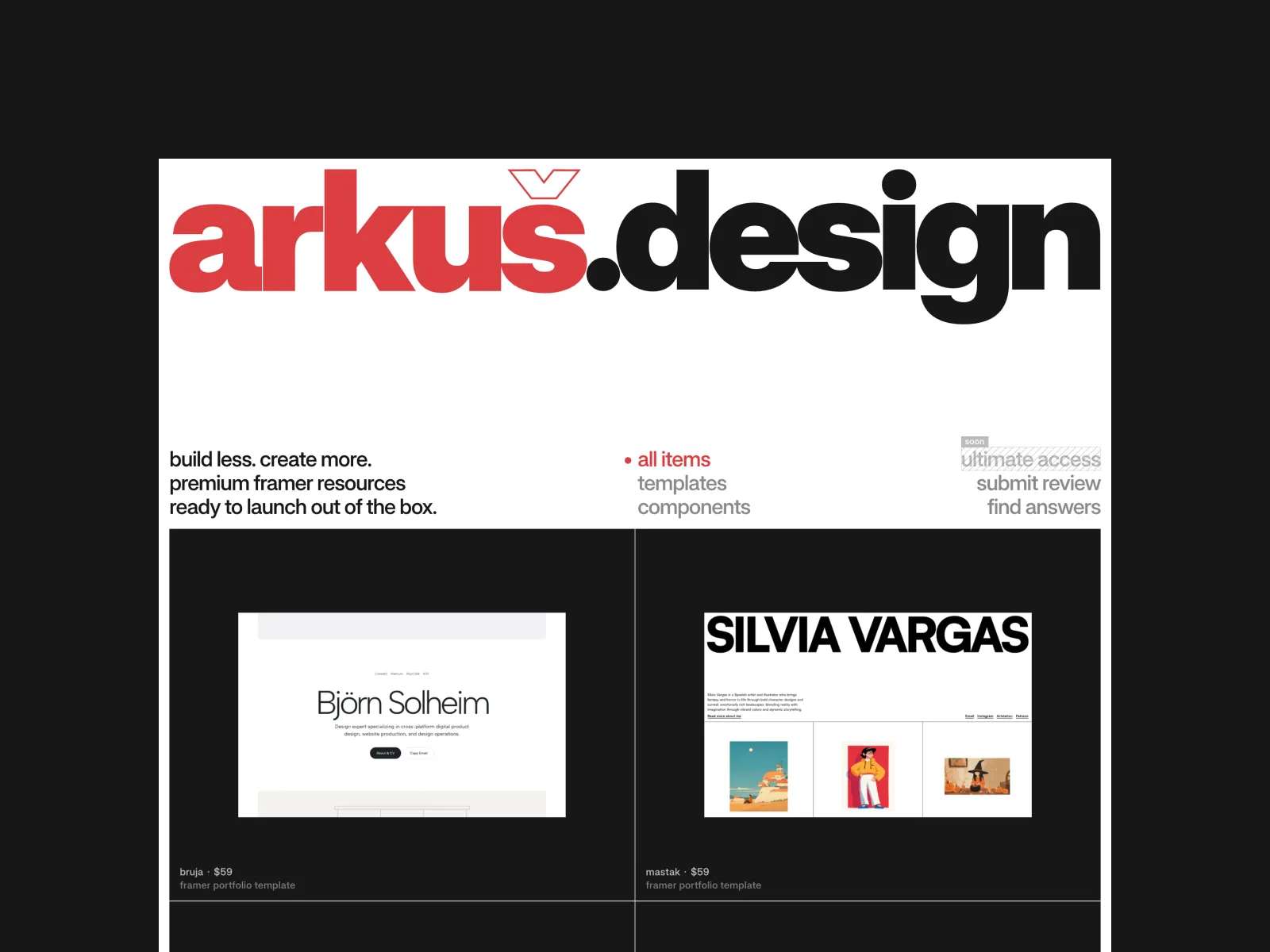 Arkuš Design website homepage built with Framer