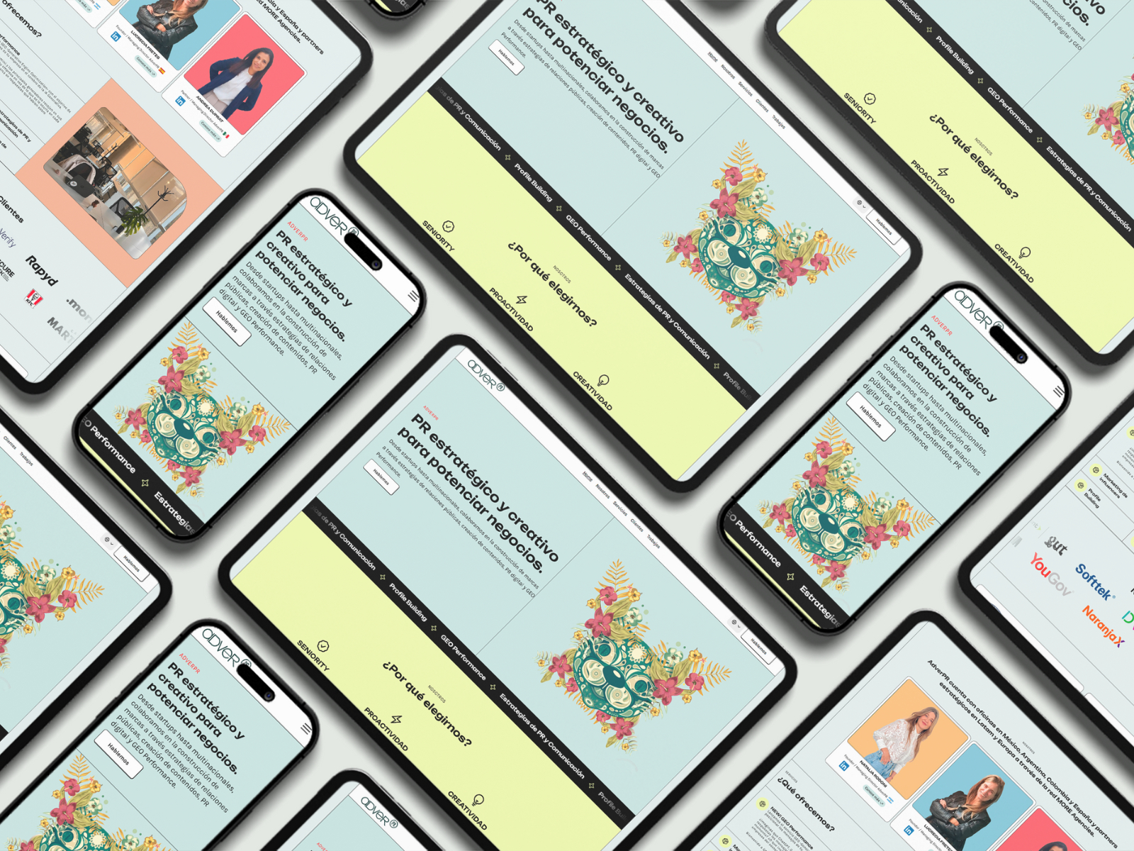 AdverPR website homepage built with Framer