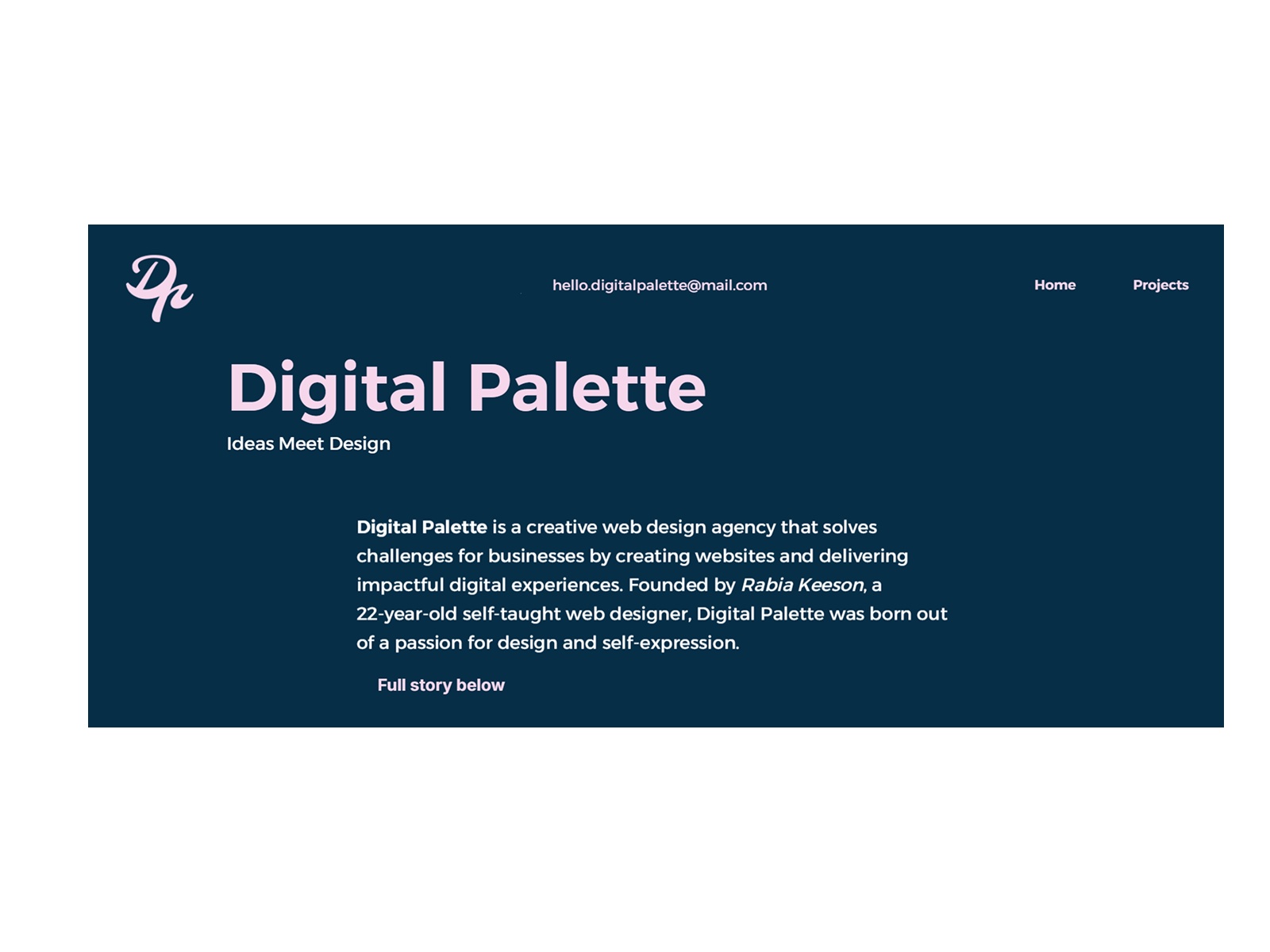 Digital Palette website homepage built with Framer