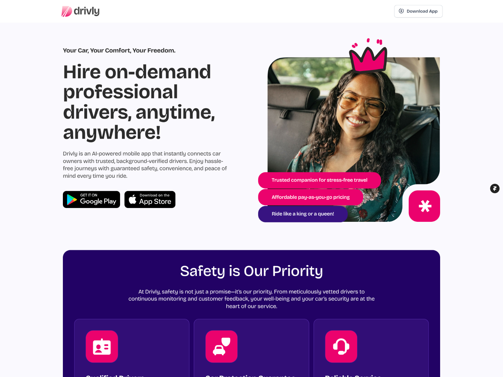 Drivly website homepage built with Framer