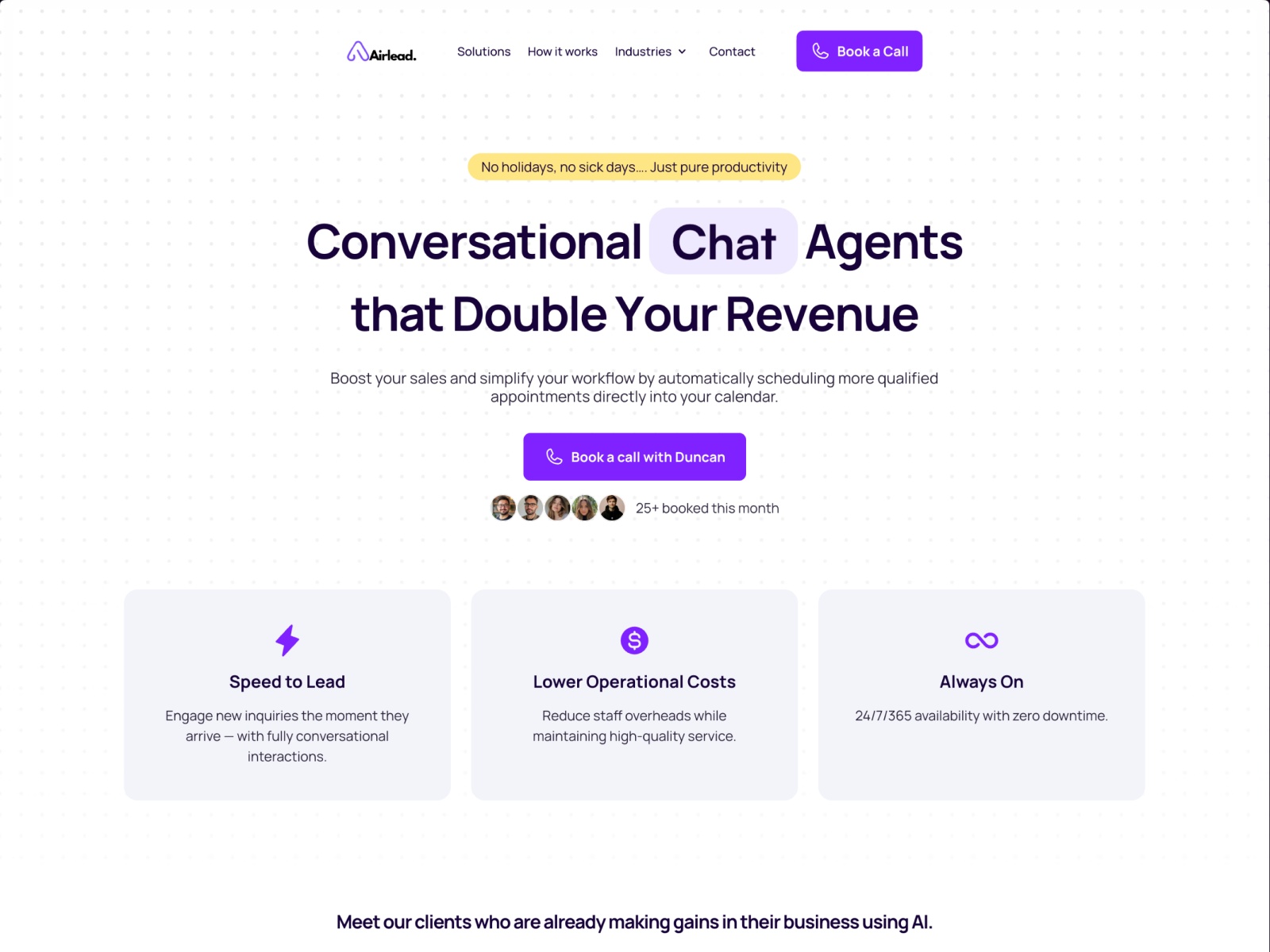 AirLead website homepage built with Framer