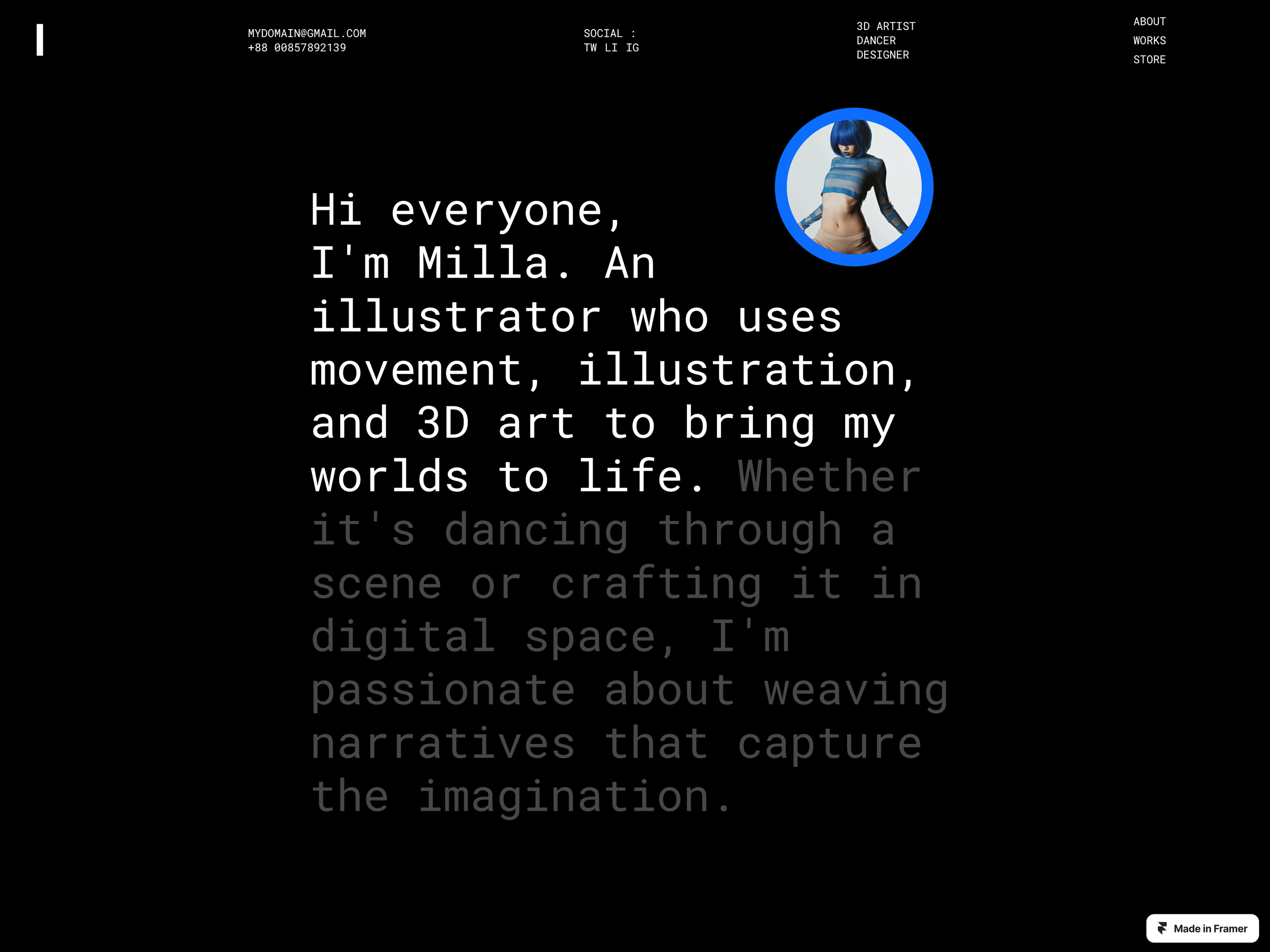 动效彩色作品集网站设计灵感，作品集 Framer 网站模板详情图 3
