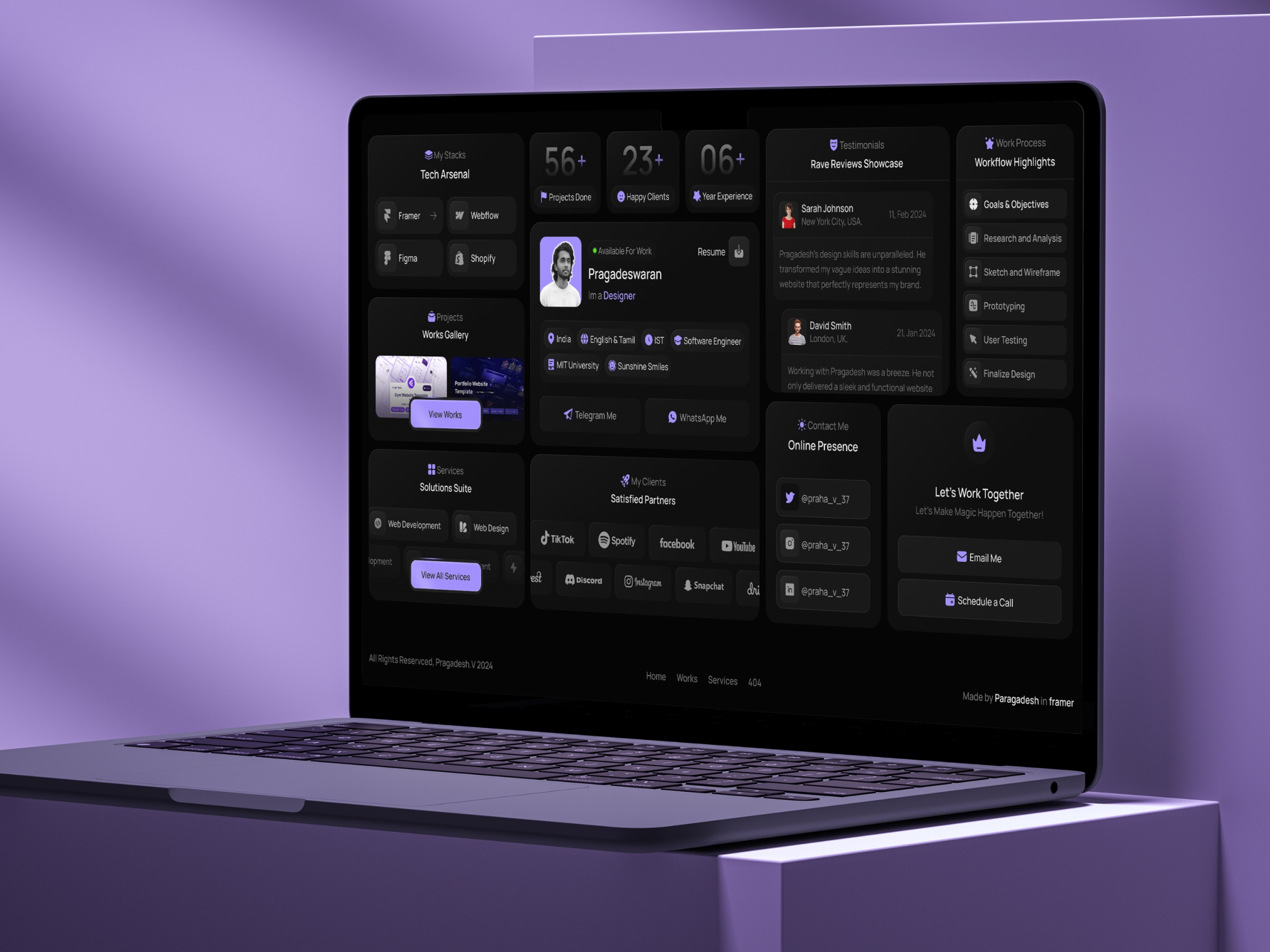 现代作品集网站设计灵感，SaaS、作品集 Framer 网站模板详情图 1