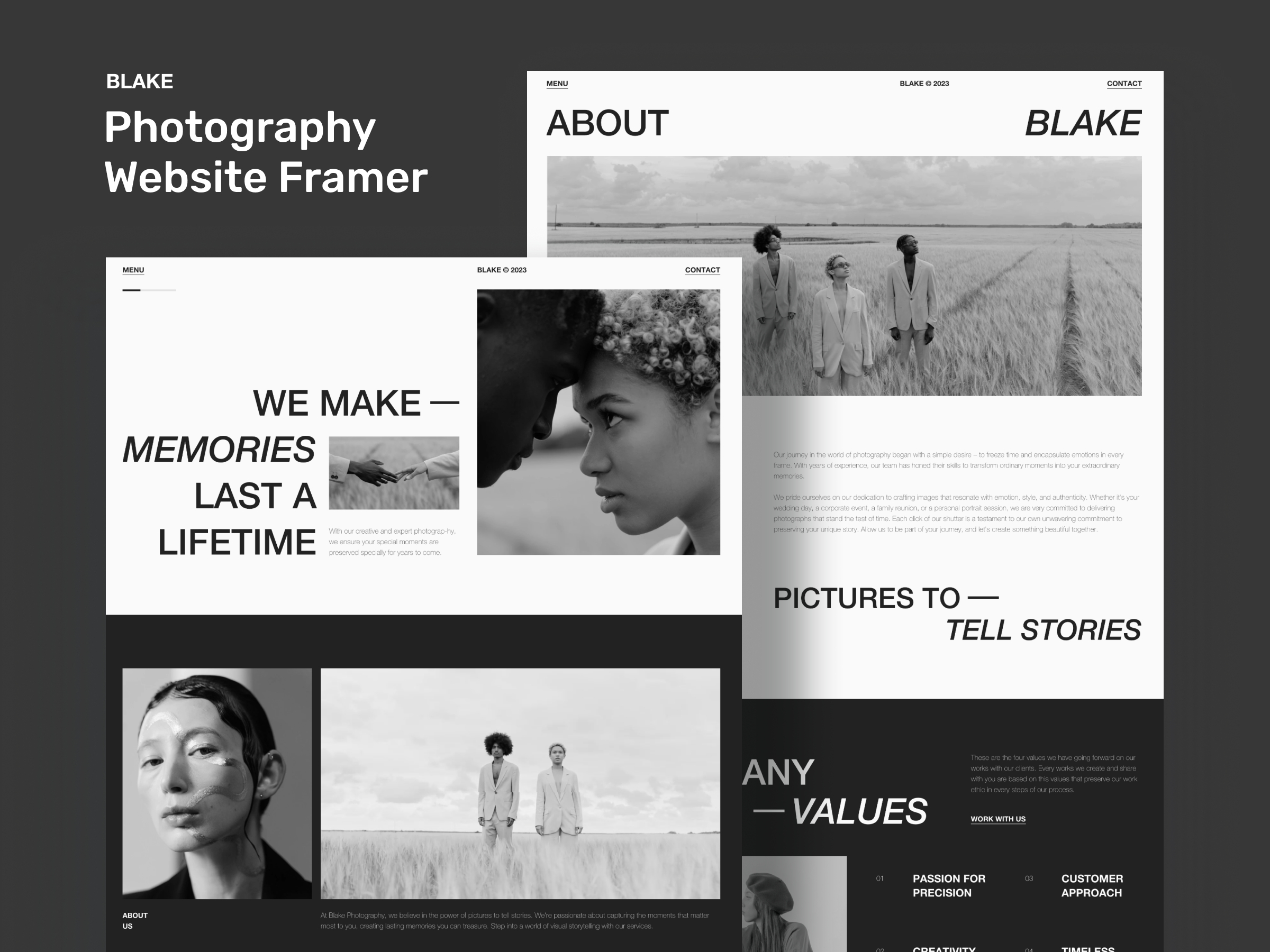 Blake: Responsive Photography Website Template by Peterdraw — Framer ...