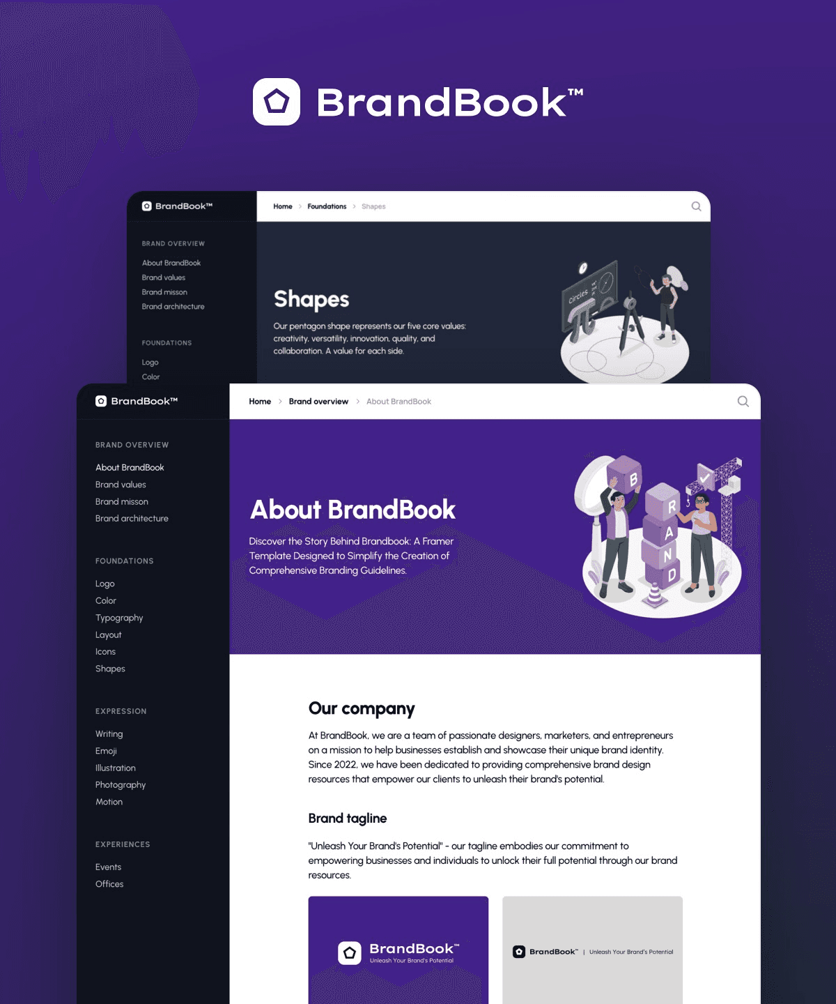 BrandBook Responsive Agency Website Template by Codomic — Framer