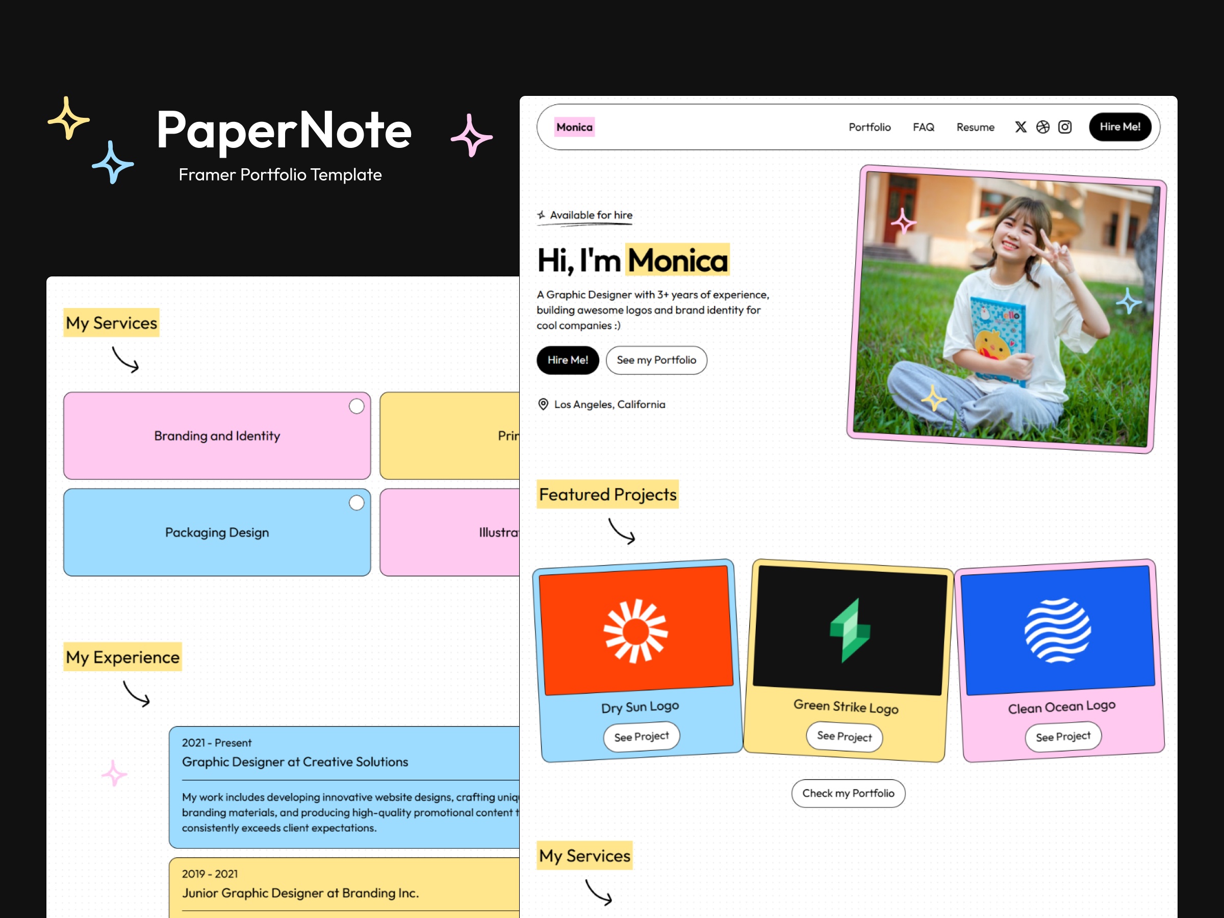 メリーオーダーページ PaperNote: Free Portfolio Website Template by Nick404 — Framer