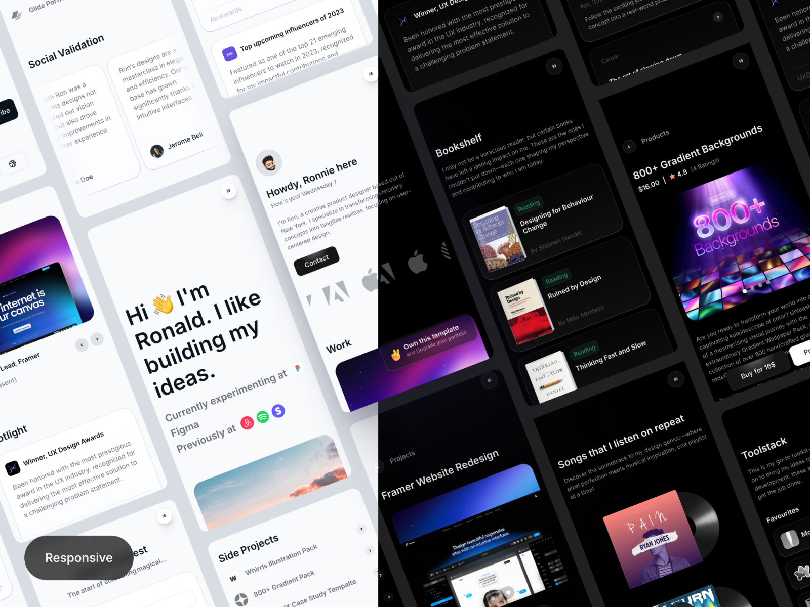 极简现代作品集网站设计灵感，作品集 Framer 网站模板详情图 4