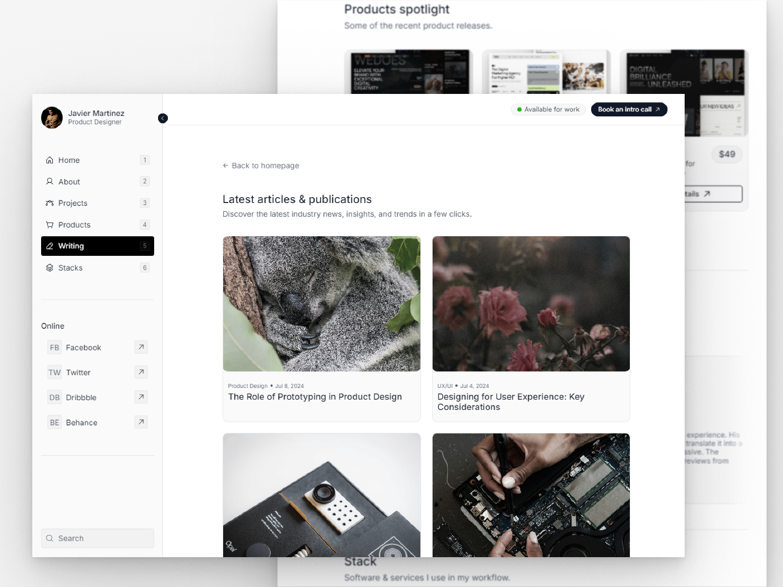 黑白极简网格布局个人品牌网站设计灵感，SaaS、作品集 Framer 网站模板详情图 3