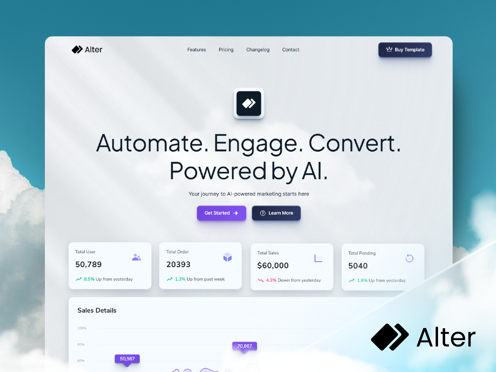 现代专业 AI 产品官网设计灵感，人工智能、SaaS Framer 网站模板封面图