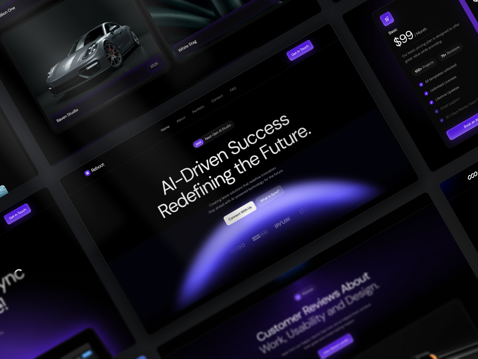黑白极简动效 AI 机构落地页设计灵感，人工智能、设计工作室 Framer 网站模板封面图