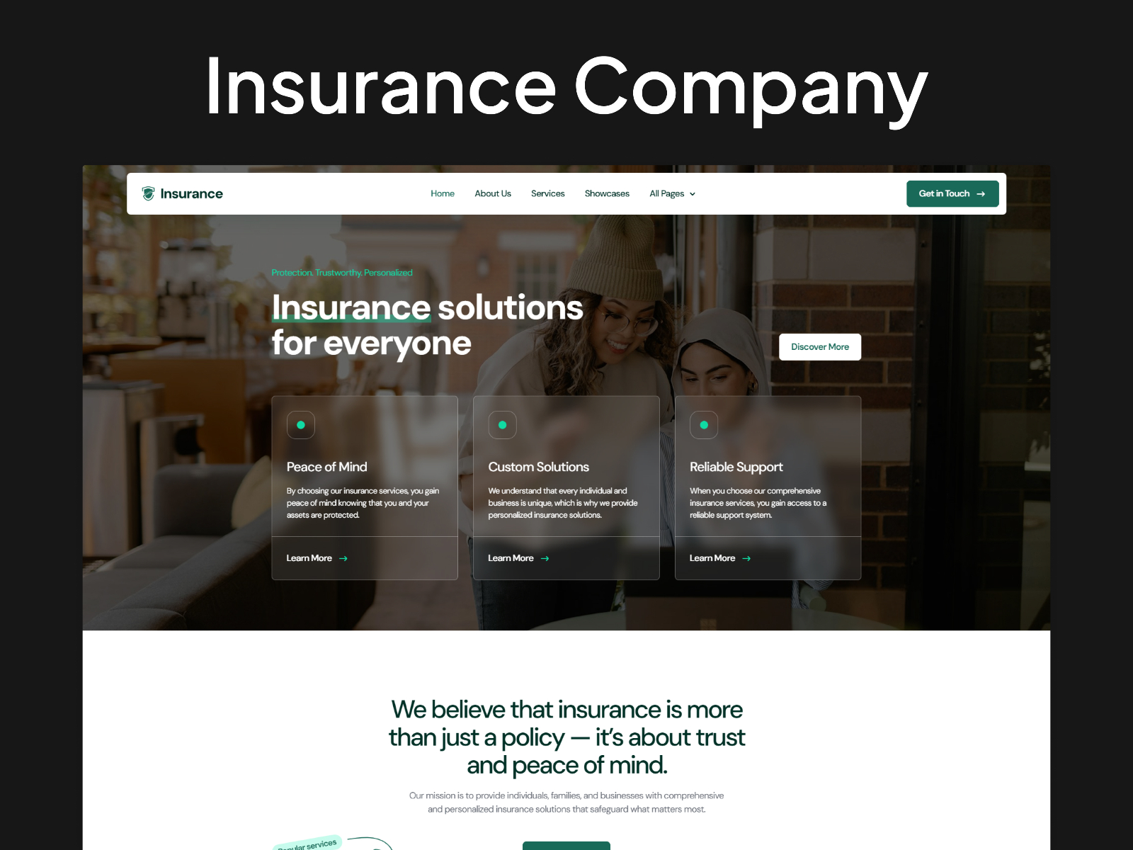 Insurance Responsive Business Website Template By Fourtwelve Framer