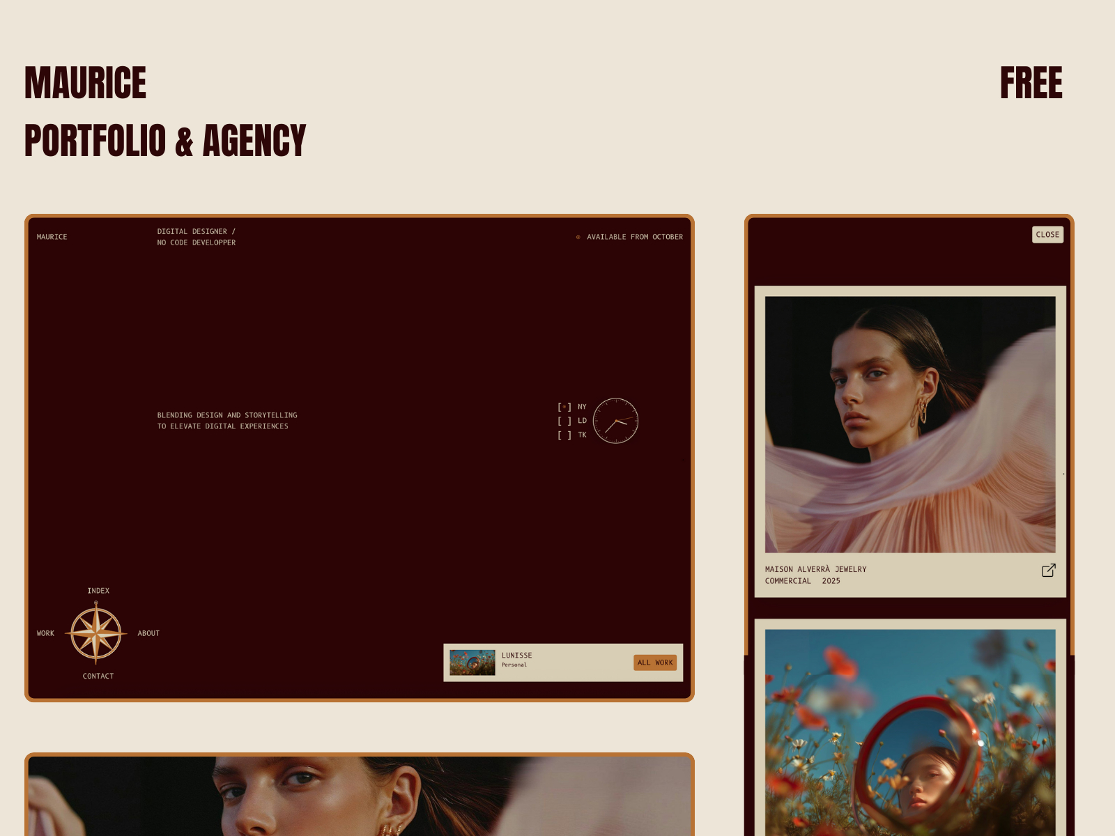 专业动效作品集网站设计灵感，设计工作室、作品集 Framer 网站模板封面图