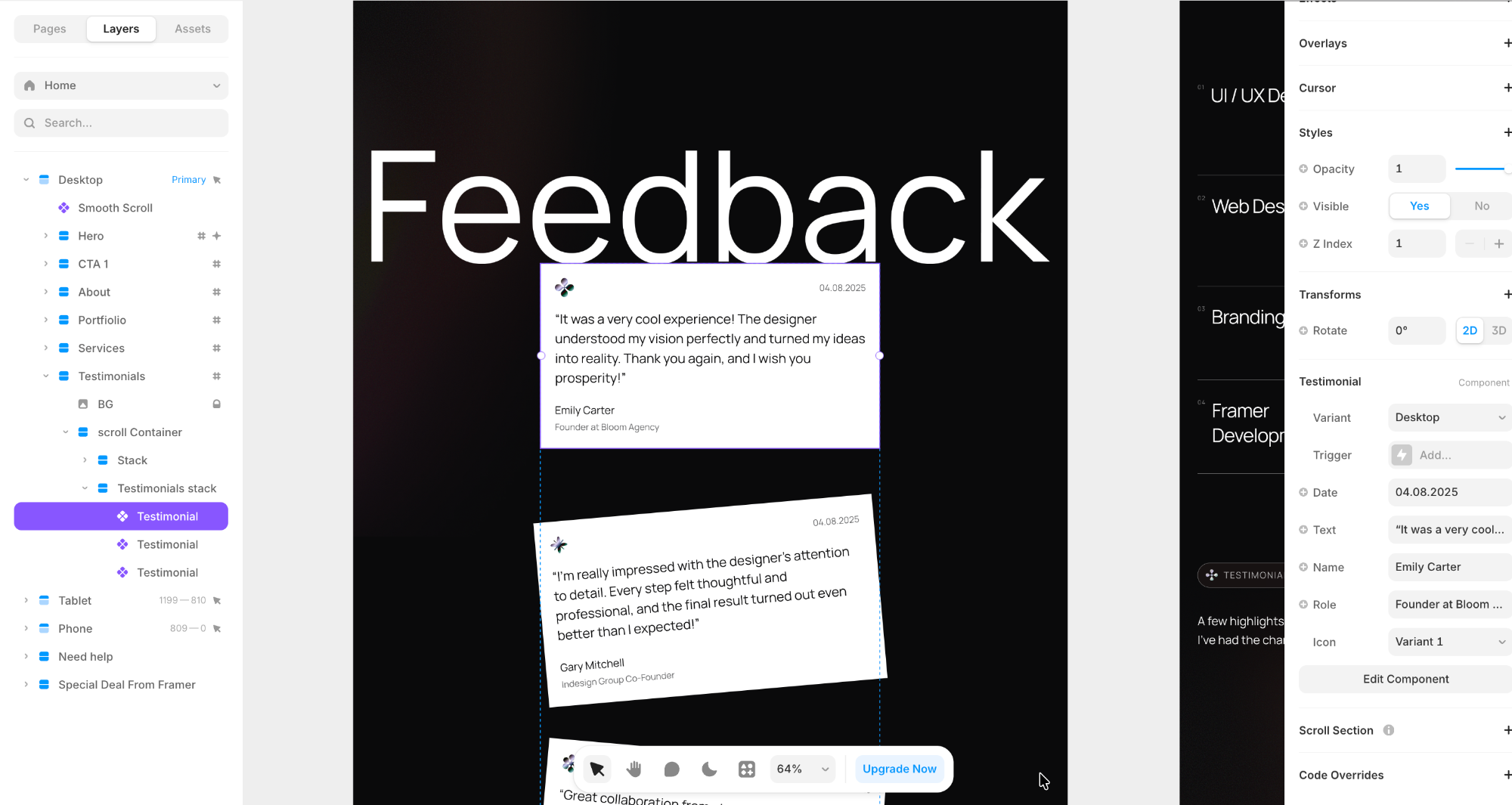 Easy to customize feedback cards 