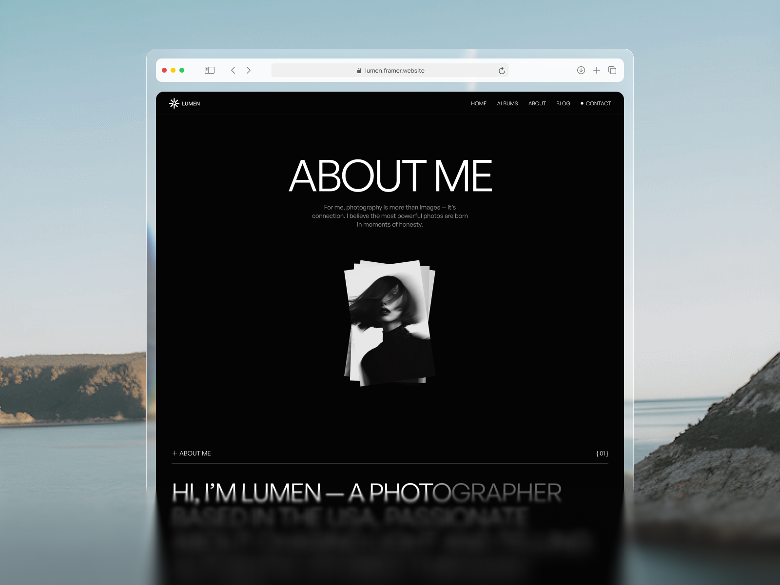 高级暗黑现代作品集网站设计灵感，作品集 Framer 网站模板详情图 3