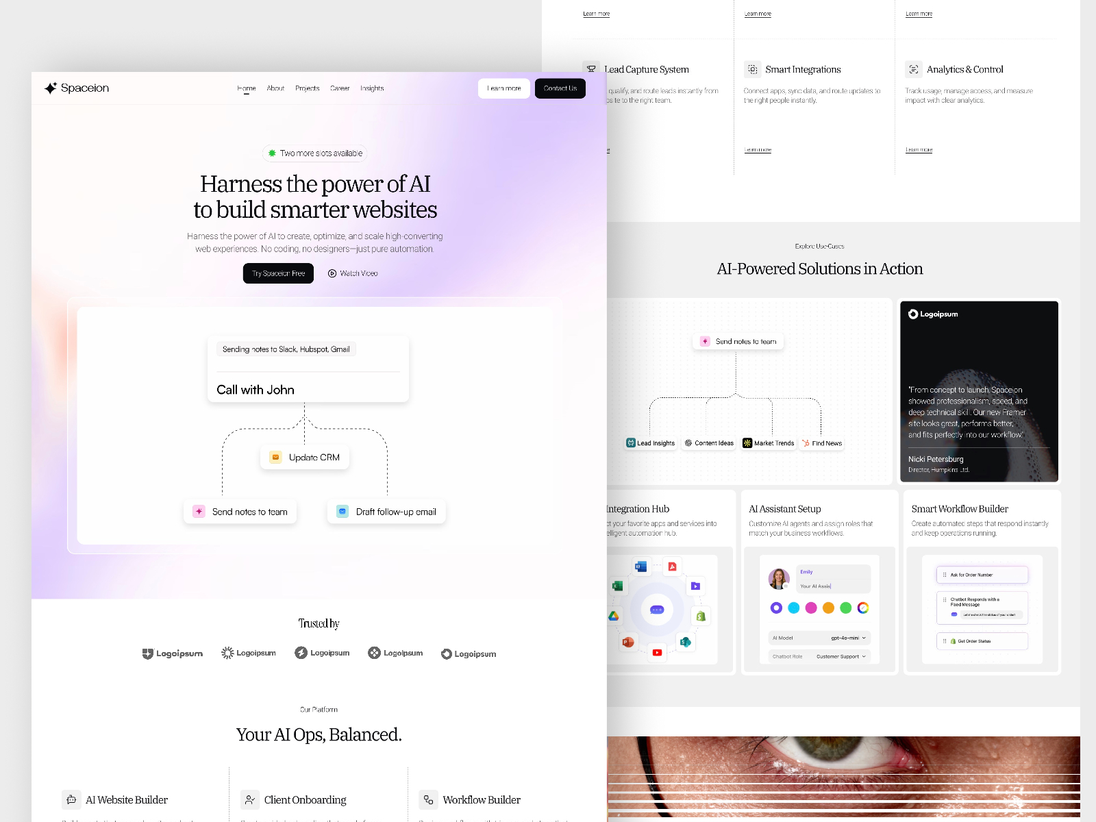 现代专业 AI 机构落地页设计灵感，人工智能、SaaS Framer 网站模板封面图