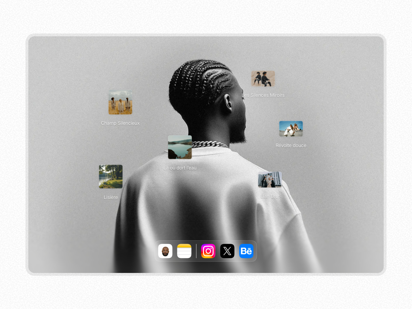 黑白极简现代作品集网站设计灵感，博客内容、作品集 Framer 网站模板封面图