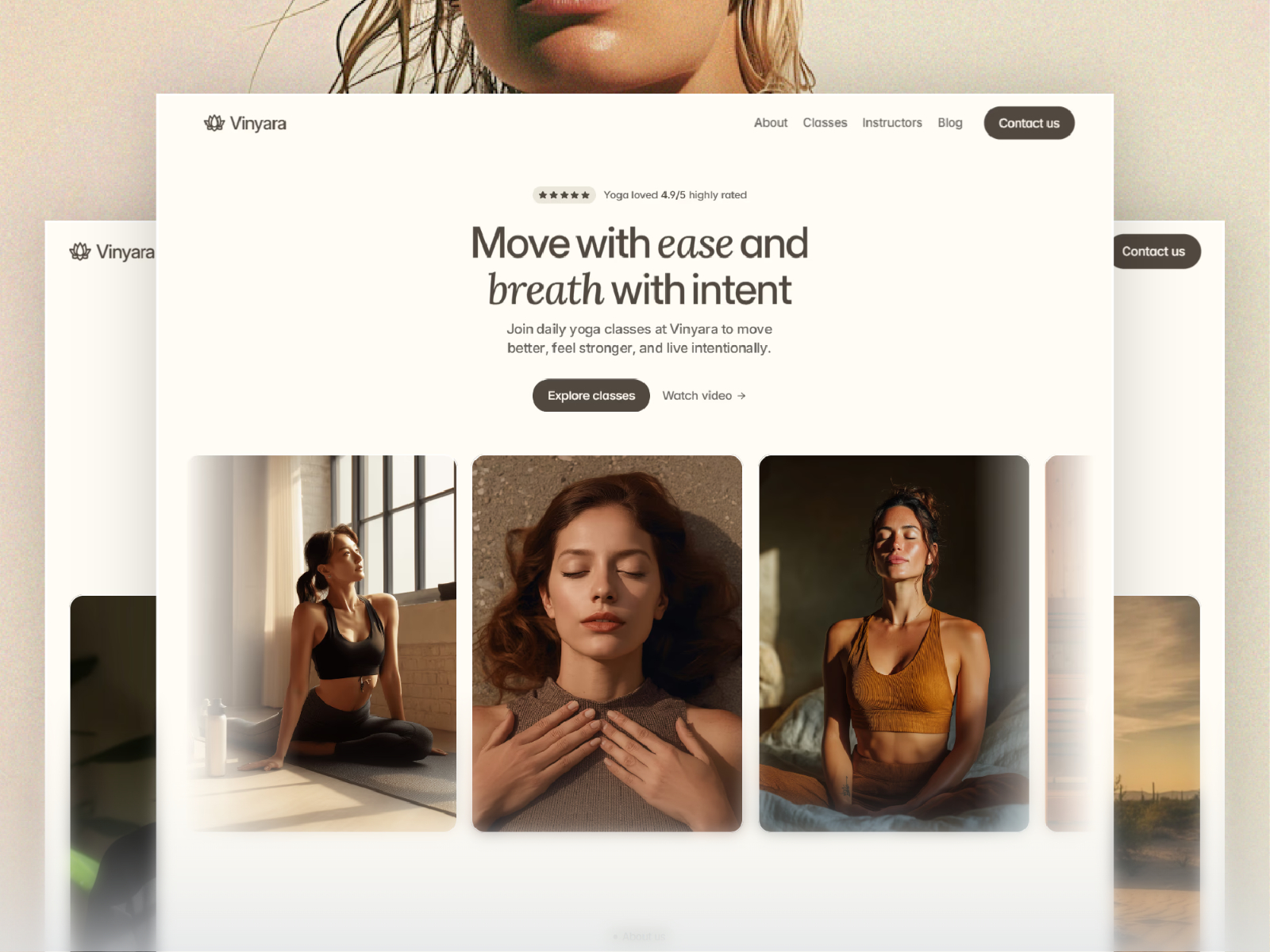 Vinyara — Free Yoga & Wellness Studio Framer Template preview