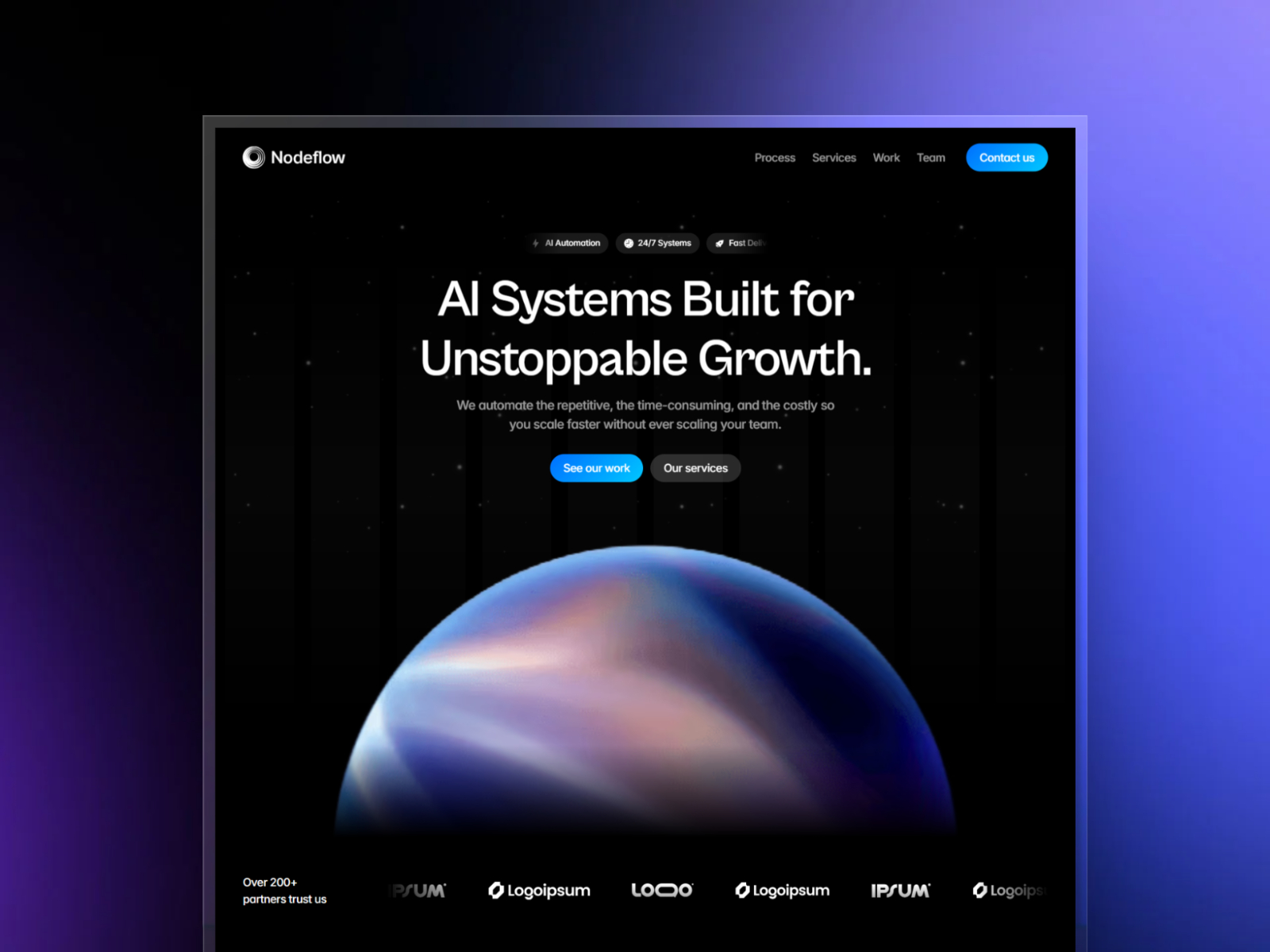 高级暗黑现代 AI 机构落地页设计灵感，Web3、人工智能 Framer 网站模板封面图