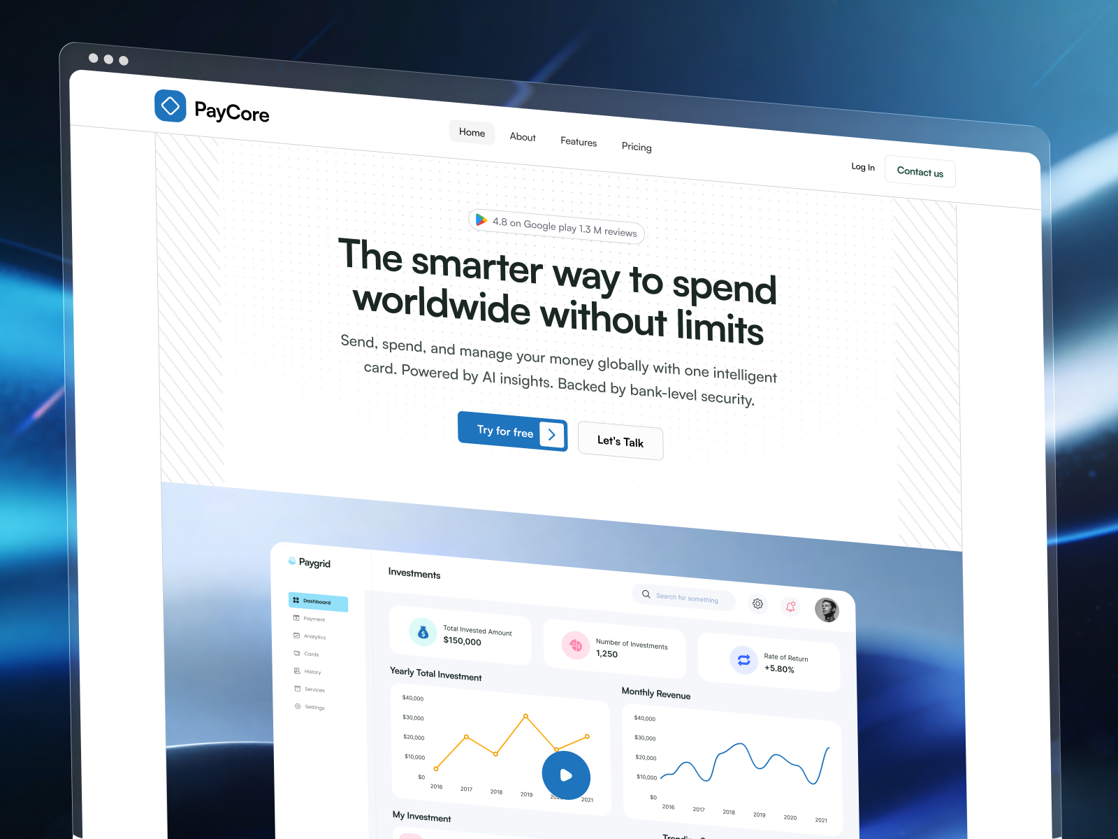 现代动效金融科技网站设计灵感，金融科技、SaaS Framer 网站模板封面图