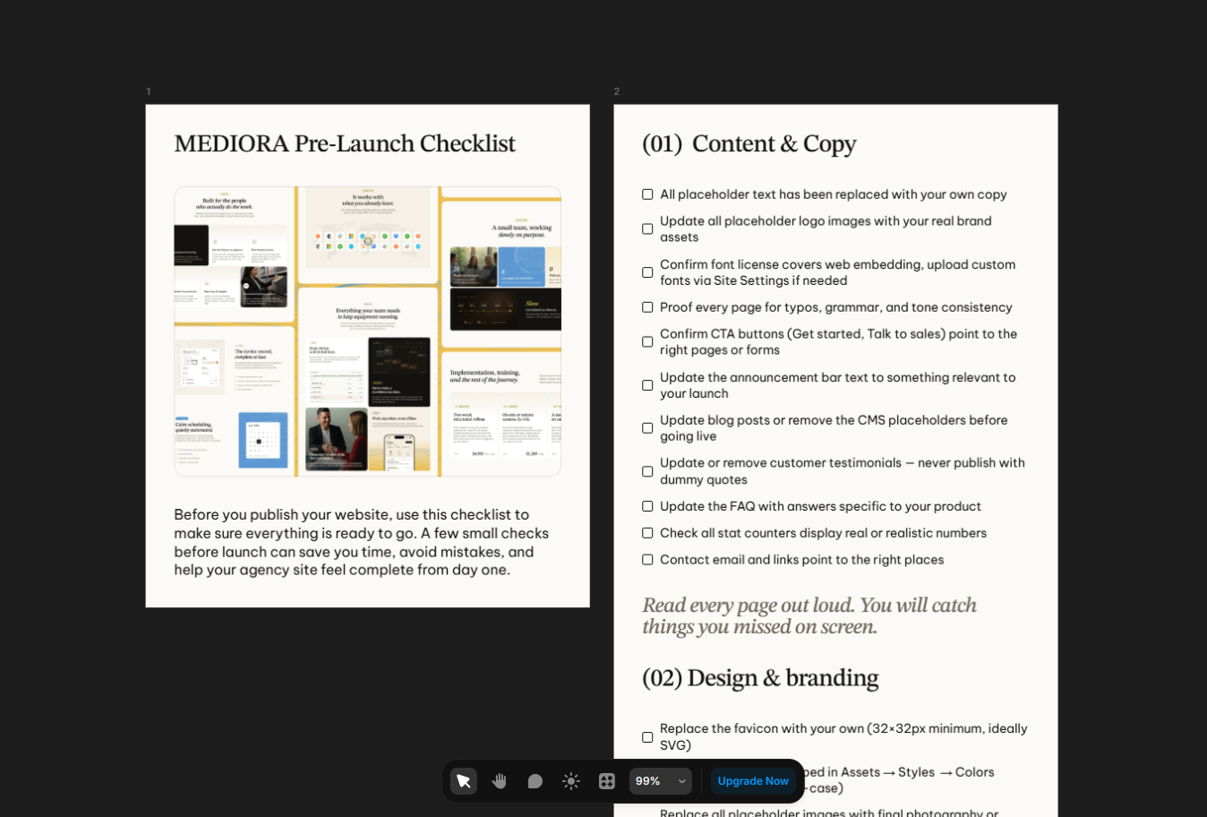 Preview of the pre-launch checklist
